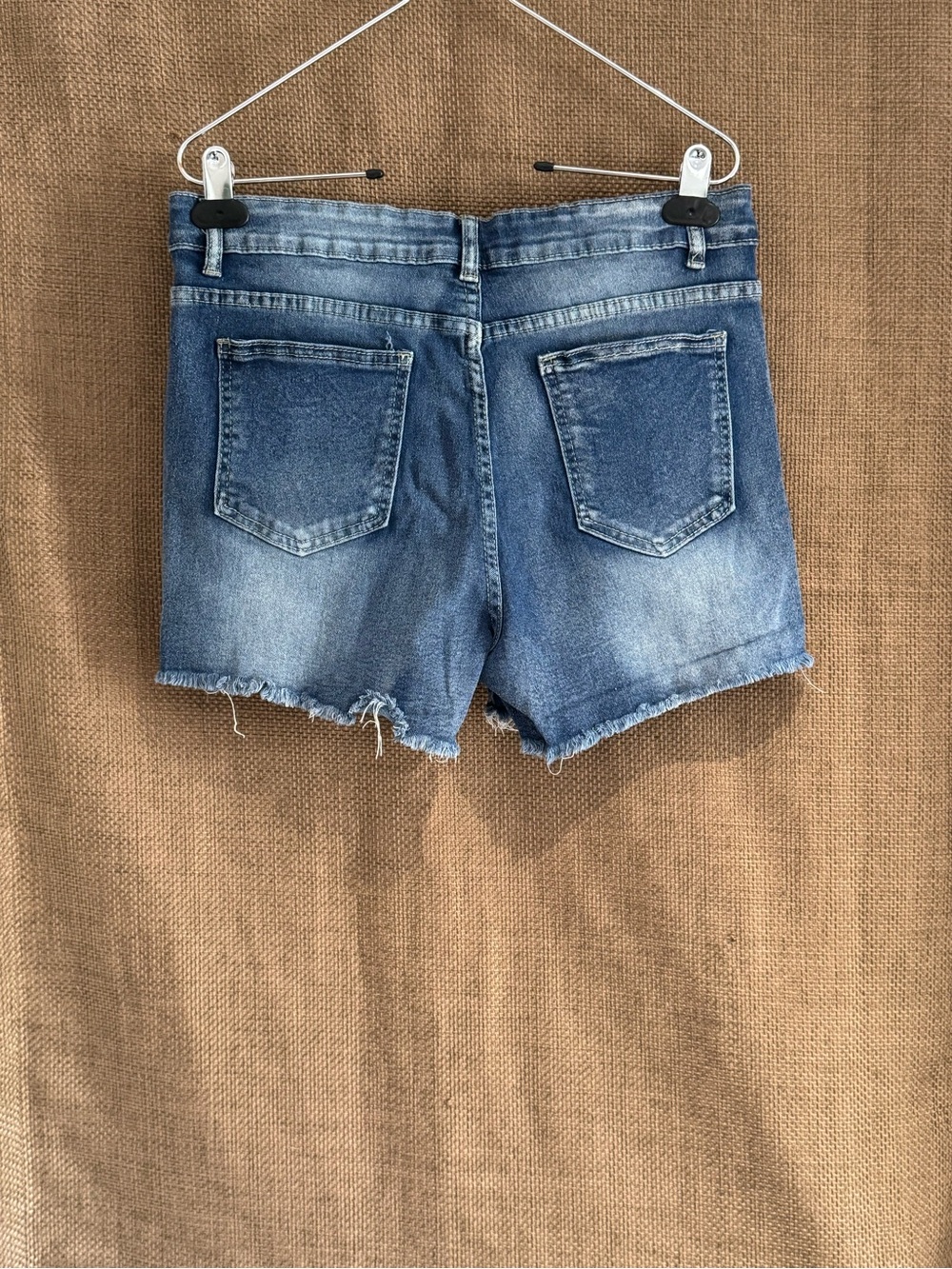 Jessica Jeans Classic Distressed Stretchy Women's Denim Shorts - Blue - Picture 4 of 8